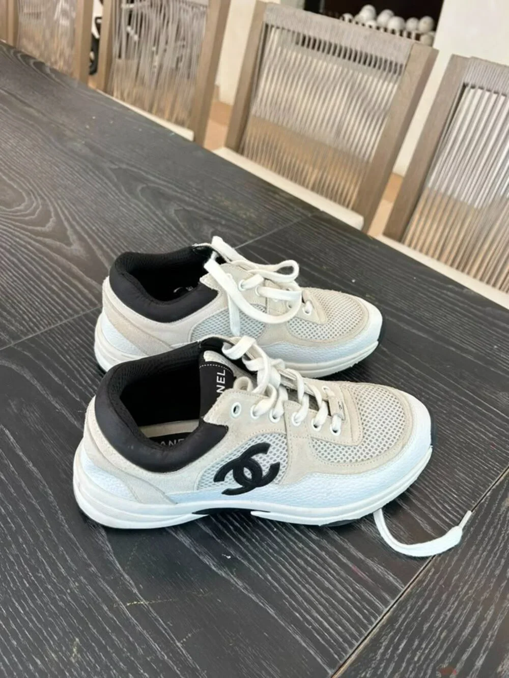 CHANEL SNEAKERS Never Worn Size 9.5 White Black